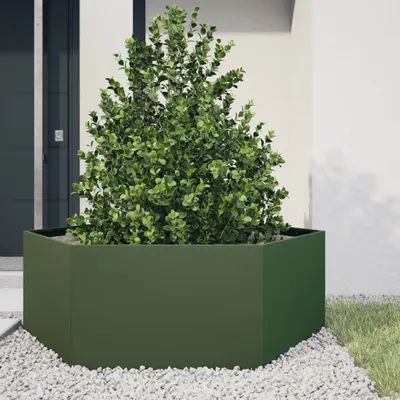 Produktbild von Möbel Pflanzkübel Olivgrün Sechseckig 138x120x45 Stahl - Beete &28431