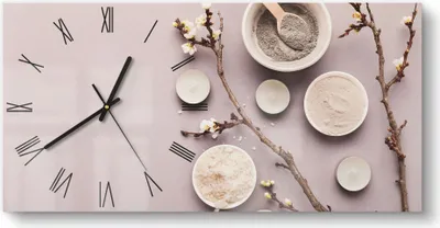 Produktbild von DEQORI Glasuhr 60x30 cm Römisch 'Spa-Naturkosmetik' Wanduhr Glas Uhr Design leise