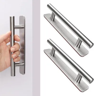 Produktbild von Famanu Möbelgriffe 2 Stück - 148 mm - Selbstklebende Edelstahlgriffe - Bohrfreie Schrankgriffe - Silber