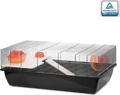 Produktbild von Mäusekäfig Hamsterkäfig Nagerkäfig 78x47x30cm schwarz mit Zubehör