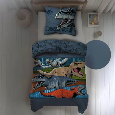 Produktbild von Jurassic World Bettwäsche Set 135x200 80x80 cm Fleece Bettwäsche für den Winter mit Reißverschluss