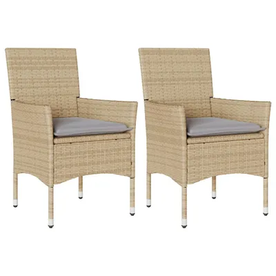 Produktbild von Gartenstühle mit Kissen 2 Stk. Beige Poly Rattan