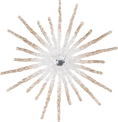 Produktbild von Christbaumschmuck Schneeflocke mit Strass Kunststoff 20cm weiß / gold