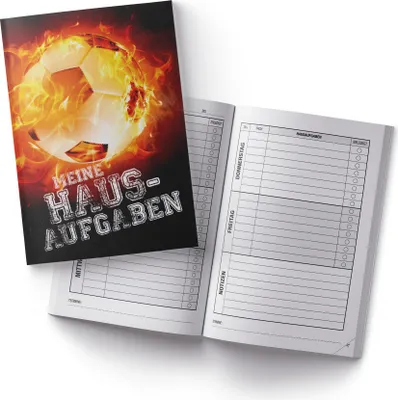 Produktbild von itenga Hausaufgabenheft Fußball Feuer (Motiv 14) DIN A5, 96 Seiten