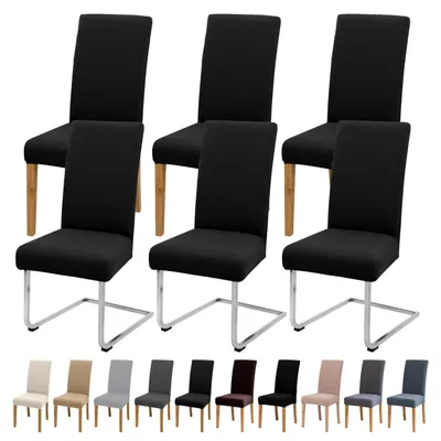 Produktbild von Stuhlhussen 6er Set Stretch Waschbar Schwarz für Esszimmerstühle