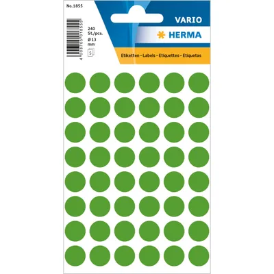 Produktbild von HERMA 1855 Vielzwecketiketten Ø 13 mm rund dunkelgrün Papier matt 2400 St.