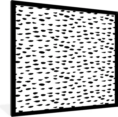Produktbild von MuchoWow® Gerahmtes Poster Weiß - Punkte - Design - Schwarz 40x40 cm - Poster mit Schwarzem Bilderrahmen Wandposter Rahmen Foto Bilder - Mit Rahmen - Wanddekoration Schlafzimmer