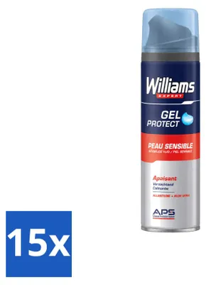 Obrázek produktu pro 15 kusů gelu na holení Williams Expert pro citlivou pokožku - 200 ml - výhodná balení