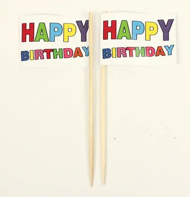 Produktbild von Party-Picker Flagge Happy Birthday bunt Geburtstag Papierfähnchen in Spitzenqualität 25 Stück Beutel