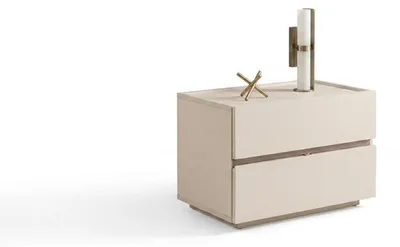 Produktbild von Nachttisch Modern Beige Elegant Nachtkommode Set Schlafzimmer