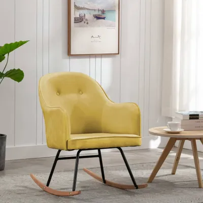 Produktbild von The Living Store Schaukelstuhl Senfgelb Samt