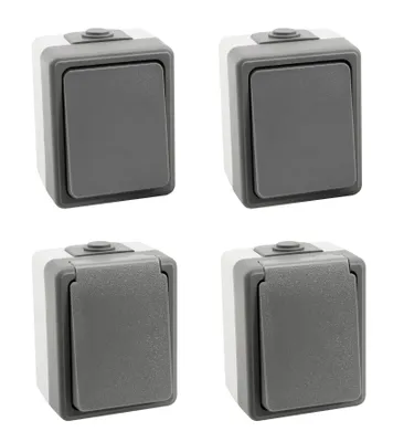 Produktbild von Feuchtraum Set McPower Secure Flur 4-teilig grau IP44