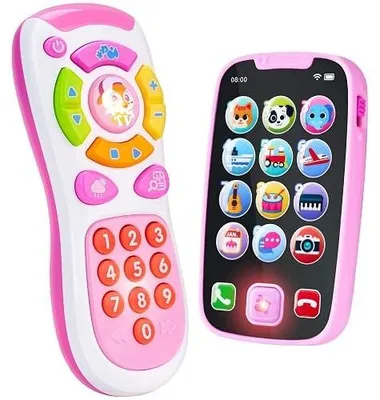 Zdjęcie produktu dla Telefon zabawka dla niemowląt różowy pilot zdalny od 1 roku