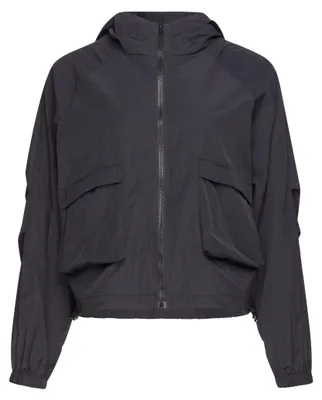 Produktbild von Damen Jacke schwarz Größe L mit Kapuze und Pattentaschen