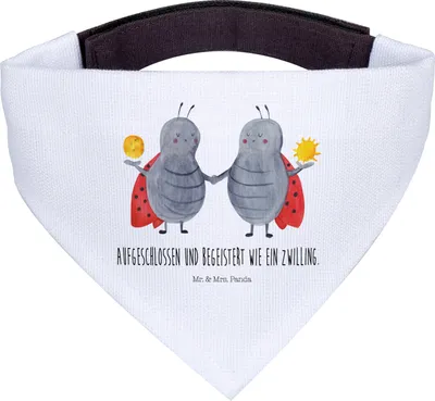 Produktbild von Mr. & Mrs. Panda Hundehalstuch Sternzeichen Zwilling - Weiß - Geschenk, Glückskäfer, Zwillinge, Tuch, Hunde Halstuch, Zwillingsbruder, Hund, Marienkäfer, Für