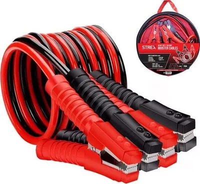 Image de Ponts enfichables Strex 25 mm2 - 3.5M - 750A - extra robustes - voiture / bus / camion / bateau - sac de rangement inclus