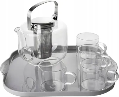 Obrázek produktu pro Kuketo | Sada konvic - 670 ml - Skleněná se 4 šálky - Tepelně odolná - Elegantní design - Ideální pro rodinu