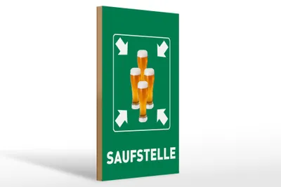 Produktbild von Holzschild Alkohol 20x30cm Saufstelle Biergläser Bier