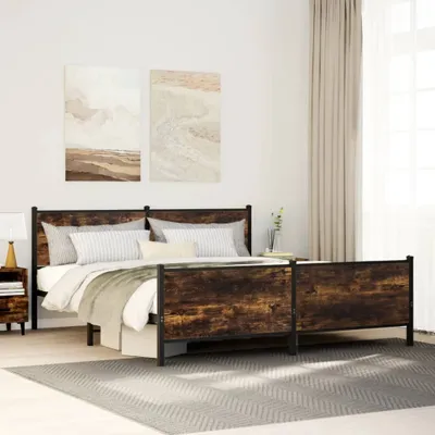 Produktbild von Metallbett ohne Matratze - Räuchereiche - 180x200 cm - Polsterbett CC16051