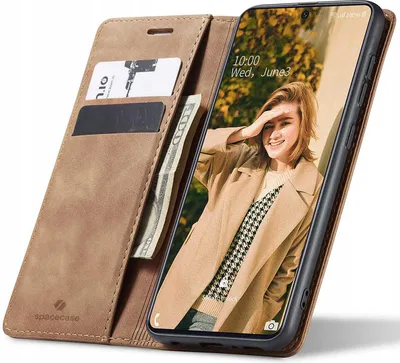 Zdjęcie produktu dla Etui z klapką SPACECASE Wallet do Galaxy A71 Brązowy