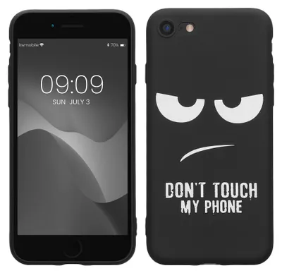Produktbild von kwmobile Handyhülle für Apple iPhone SE (2022) / SE (2020) / 8 / 7 Hülle - flexible TPU Silikon Schutzhülle, Soft Cover Backcover in Don't touch my