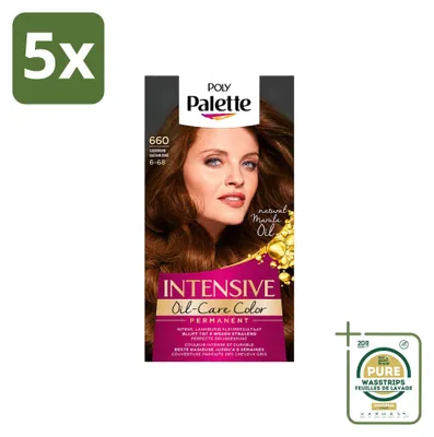 Immagine prodotto di 5 confezioni di tinta per capelli Poly Palette, colore biondo dorato 660, contenimento 115 ml ciascuna. Confezione da 5 pezzi