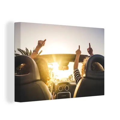 Produktbild von OneMillionCanvasses® - Leinwandbilder - 150x100 cm, Frauen - Auto - Sommer, Wandbilder Kunstdruck Wanddekoration