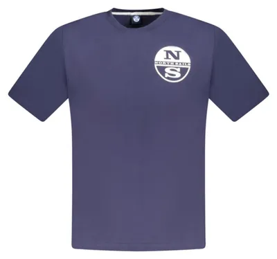 Produktbild von Blaues Herren T-Shirt mit Rundhals und Druck – Kurzärmeliges Shirt