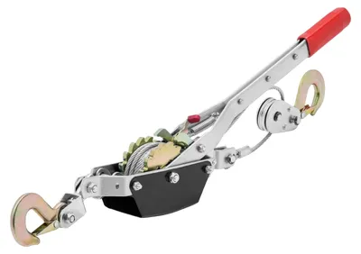 Productafbeelding van VEVOR Handmatige lier, 2 ton (4.409 lbs) trekkracht, 3,7 meter kabel, 2 haken, krachtige handlier met ratelmechanisme, ideaal voor het bergen van voertuigen
