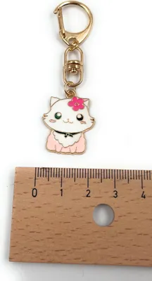 Produktbild von Onwomania Süße Katze Blume Schlüsselanhänger aus Metall, Glücksbringer in Alu Geschenkbox, ideal zum Verschenken