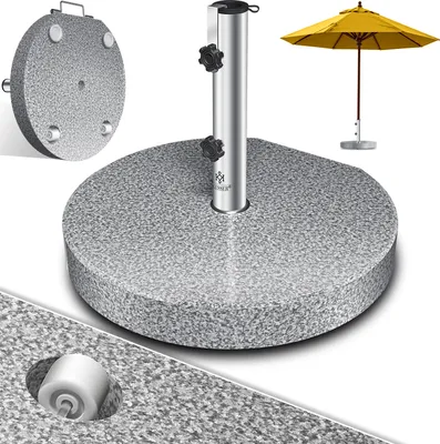 Produktbild von KESSER® Granit Sonnenschirmständer mit Edelstahlrohr, Hochwertiger Schirmständer Sockel 30KG - für Schirmstöcke bis 16-48 mm, Inkl. Transport Griff Garten Balkonschirmständer