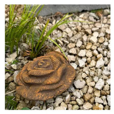 Produktbild von Rosenblüte Stein Rose Steinrose Rosen Blüte Blumen Steinguss frostfest Garten Rost Metall Optik mittlere Rose 10cm