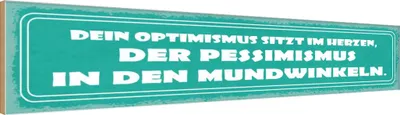 Produktbild von vianmo Holzschild 10x46 cm Optimismus Pessimismus Dekoration