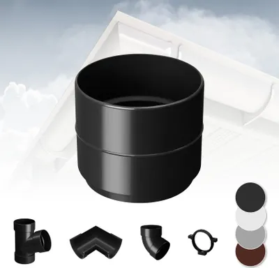 Produktbild von RAINWAY S Regenrinnen System (Rohrmuffe anthrazit) - PVC-U Kunststoff in 4 Farben, für Dachflächen < 100m² empfohlen, Muffe Zubehör Plastik Verbinder