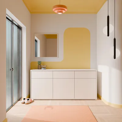 Produktbild von Forte ALICE SPRINGS Kommode 200, modern-minimalistisch, 3 Schubladen, 3-türig, Wohn-/Schlafzimmer, Holzwerkstoff, Kaschmir Beige, 184,2 cm breit x 83,1 cm hoch x 41,5 cm tief