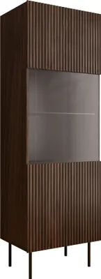 Produktbild von MIRJAN24 Hochvitrine Tacos, Vitrine mit Drehtür, Loft, Standvitrine, Modern, Stahlfüße, Wohnzimmer Kollektion (Farbe: Nuss Warmia)