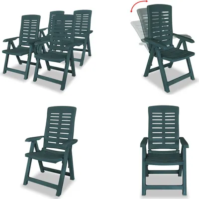 Image de vidaXL Chaises longues de jardin 4 pcs. Plastique Vert - Chaise de jardin - Chaise de jardin - Chaise pliante