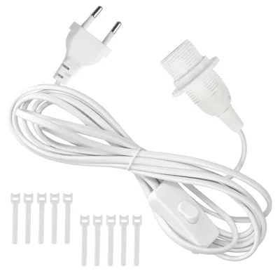 Productafbeelding van Lamphouder met schakelaar - E14 fitting Lampkabel - Hanglamp maken - 5 meter snoer - E14 - Wit