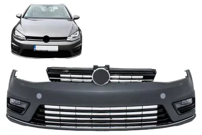 Image de Pare-chocs avant pour VW Golf 7 VII 2013-2017, style R-Line, extension inférieure pour phares antibrouillard.