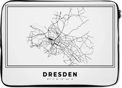 Produktbild von MuchoWow® Laptop Hülle 13 Zoll Schwarz und weiß - Deutschland - Stadtplan - Dresden Laptoptasche - Laptophülle - Sleeve - Rundumschutz