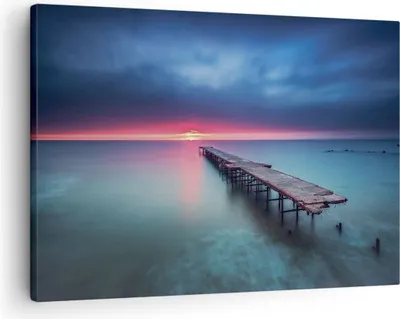Produktbild von Bild auf Leinwand - Leinwandbild - Einteilig - Brücke Meer Landschaft - 70x50cm - Wand Bild - Wanddeko - Wandbilder - Leinwanddruck - Bilder - Wanddekoration - Leinwand bilder - AA70x50-4955