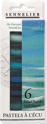 Image de Étui Sennelier contenant 6 demi-pastels tendres - Mer émeraude - N1312288.02