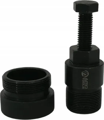 A black metal tool set for removing an injection pump, shown against a white background.