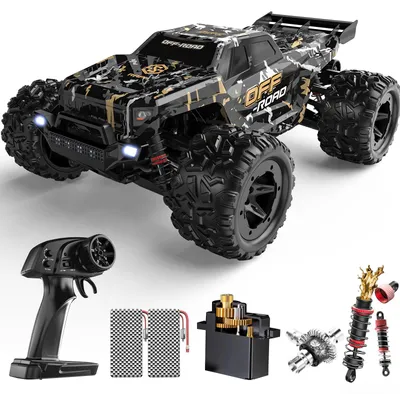 Produktbild von DEERC Ferngesteuertes Auto 1:16, 4WD, 40 km/h, Offroad, 2 Akkus, Gelb Schwarz