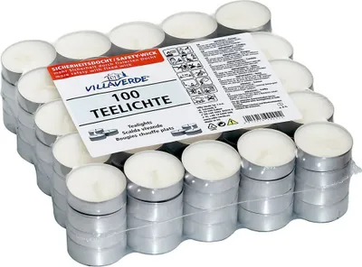 Produktbild von Villa Verde Teelichter weiß, Höhe: 1,4 cm, Ø 3,7 cm, 100 Stück