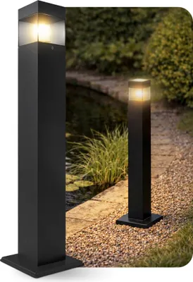 Produktbild von SSC-LUXon RABELA Sockelleuchte Außen schwarz IP44 quadrat - inkl. LED G9 warmweiß 3W - Design Wegeleuchten Pollerleuchte aus Aluminium