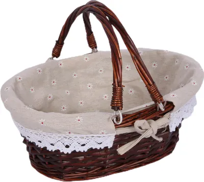 Image de Panier en osier tressé, 2 compartiments marron en forme de marguerite, pour pique-nique & festivals, polyvalent & portable