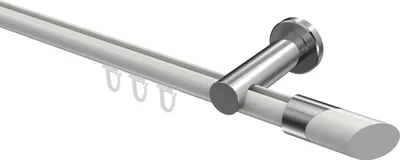 Produktbild von Interdeco Innenlaufstange / Gardinenstange mit Innenlauf Weiß / Chrom, Typ Platon Verano (Schräge Bicolor), 20 mm Ø 1-läufig, 320 cm