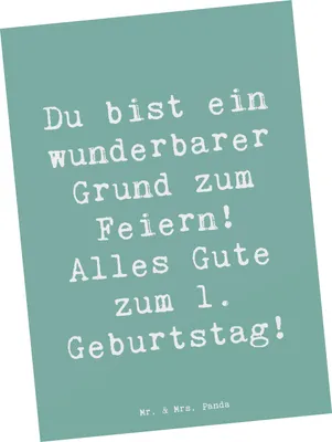 Produktbild von Mr. & Mrs. Panda Postkarte Spruch 1. Geburtstag Feiern - Meeresbrise - Geschenk, Kleinkind, Babygeburtstag, Happy Birthday, erster, Postkarten, Ansichtskarten, bildkarte