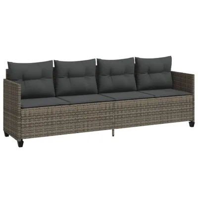 Produktbild von vidaXL Sonnenliege mit Kissen Grau Poly Rattan